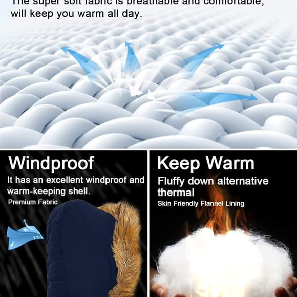 Women's Winter Down Thicken Jacket Puffer Parka Coat with Removable Fur Hood - Picture 6 of 7